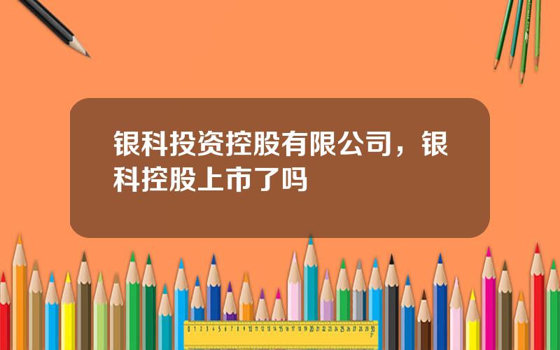 银科投资控股有限公司，银科控股上市了吗